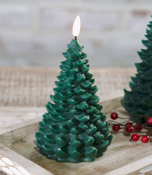 6in Green LED Wax Tree Candle