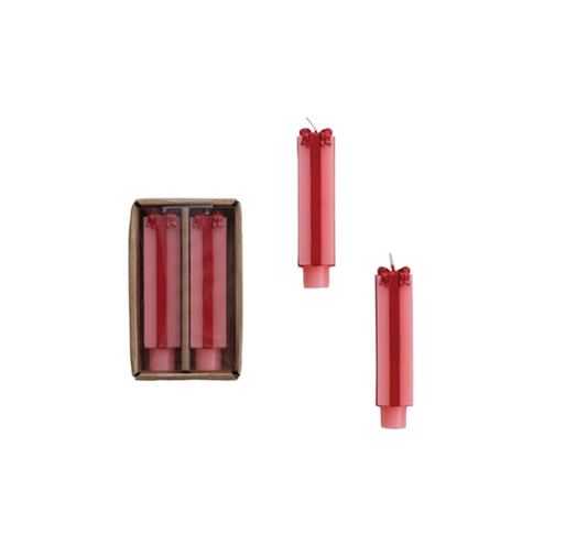 Pink and red gift box taper candle short