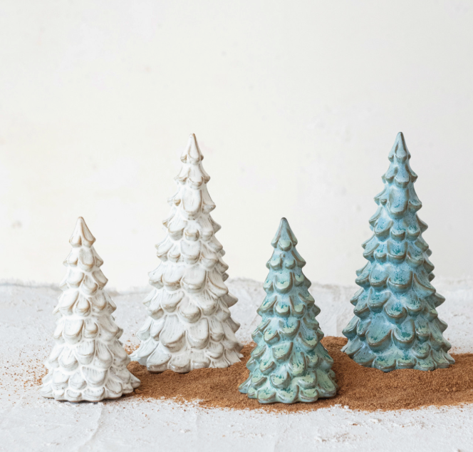 7.5 inch stoneware tree green