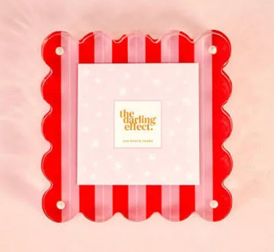 Square Scalloped Acrylic Frame  peppermint stripes