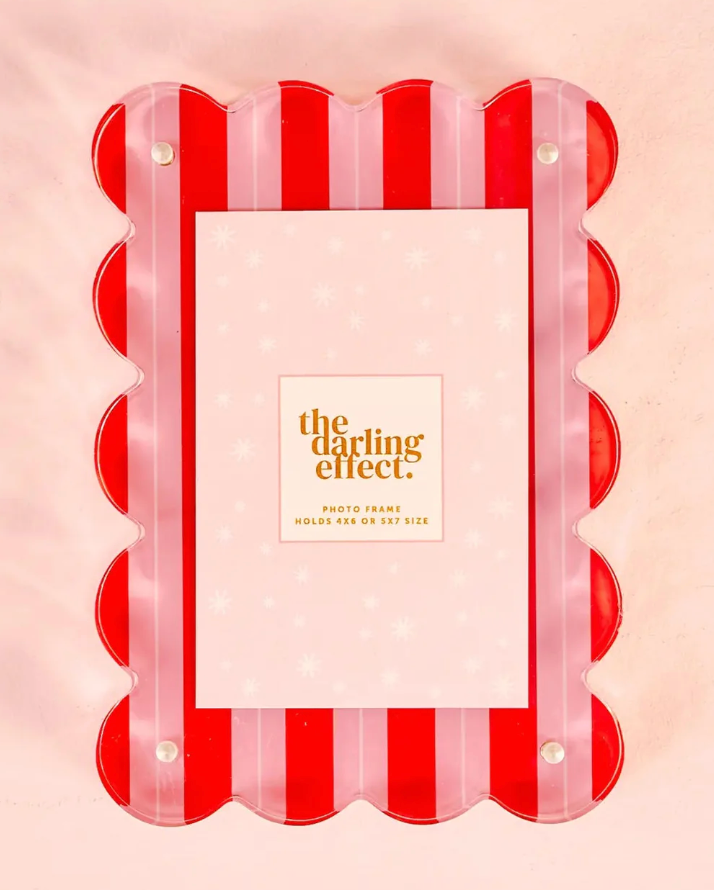 Rectangle Scalloped Acrylic Frame peppermint stripes