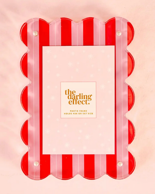 Rectangle Scalloped Acrylic Frame peppermint stripes