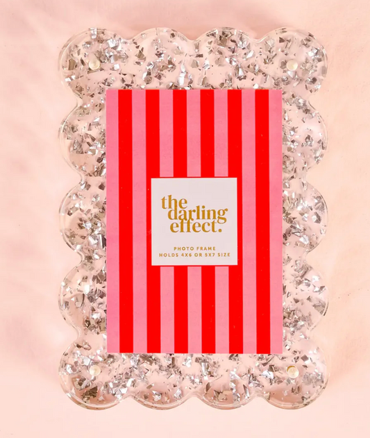 Rectangle Scalloped Acrylic Frame silver glitter