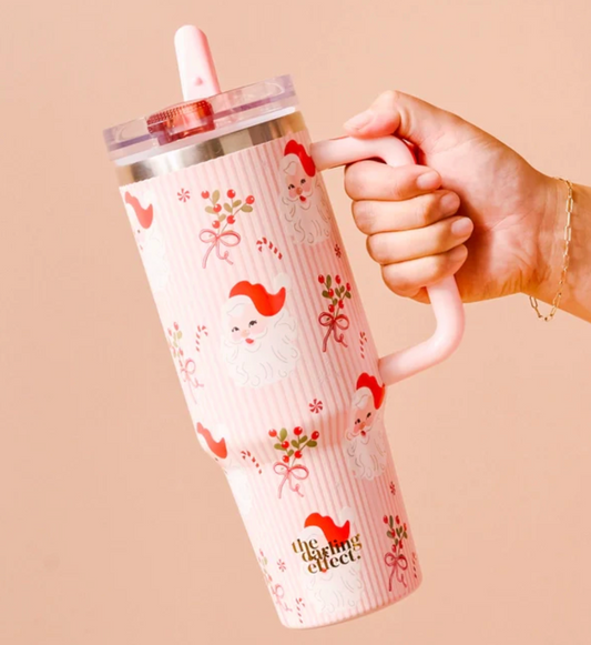 The Darling Effect - 40 oz Lifestyle Flip Straw Tumbler-holly jolly Santa