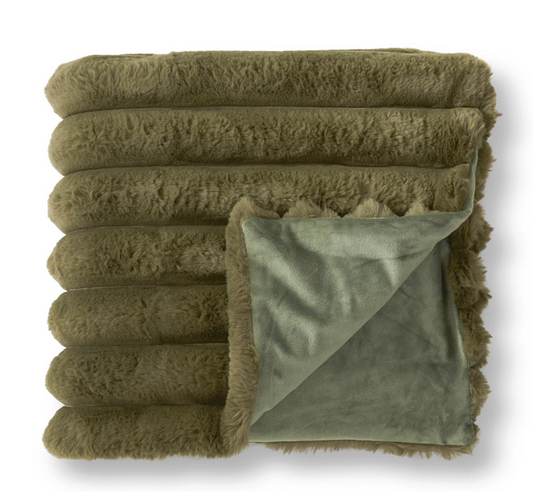 60" Green Vegan Fur Throw Blanket