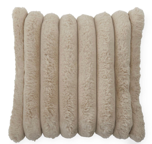 24" Square Tan Vegan Fur Pillow