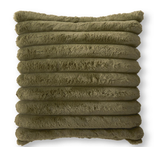 24" Square Dark Green Vegan Fur Pillow