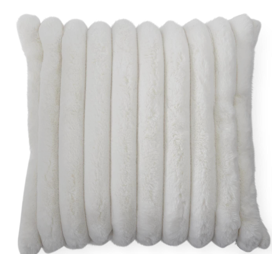 18" Cream vegan fur pillow