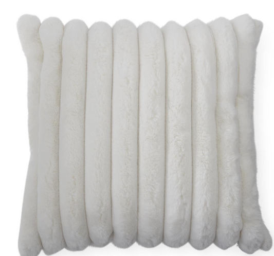 18" Cream vegan fur pillow