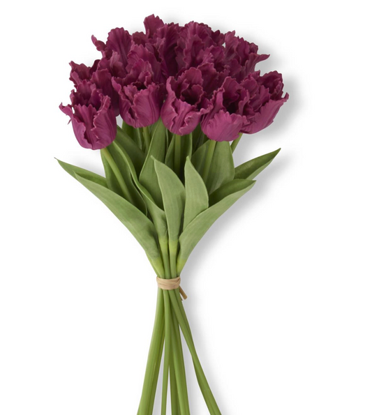 Fuchsia Real touch parrot tulip bundle 12 stems