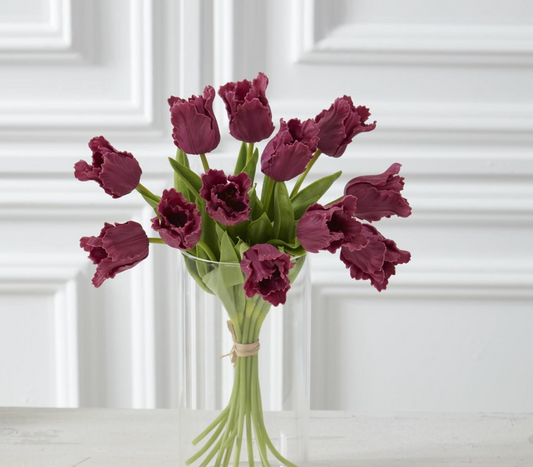 Fuchsia Real touch parrot tulip bundle 12 stems