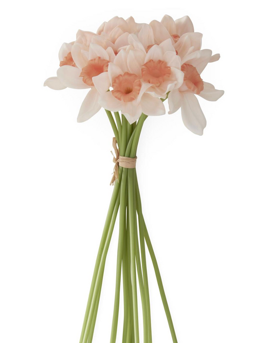 12 stem bundle peach daffodils real touch