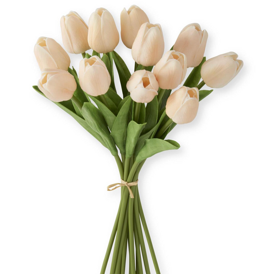 13in Real Touch Mini Tulip Bundle 12 Stems Peach