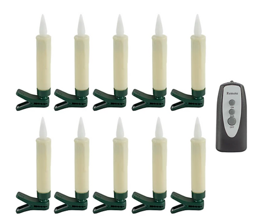 10 clip on taper candles light set with remote