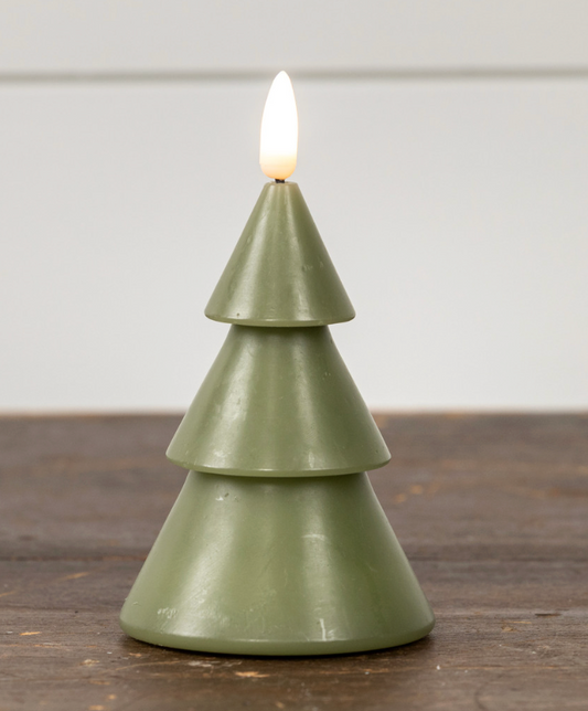 5in Green Smooth Tree Candle 3D Flame