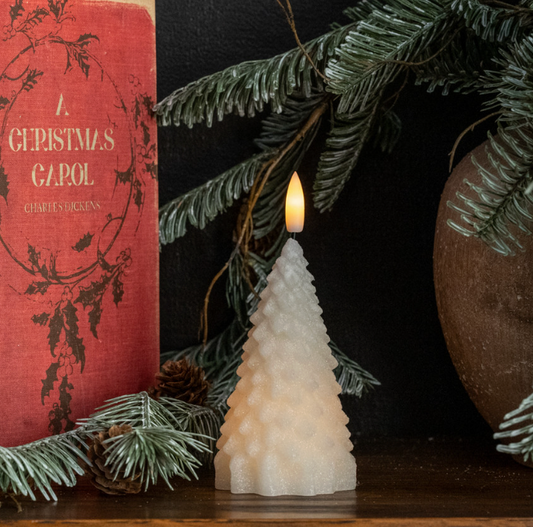 5.5in Cream Fir Tree Candle 3D Flame