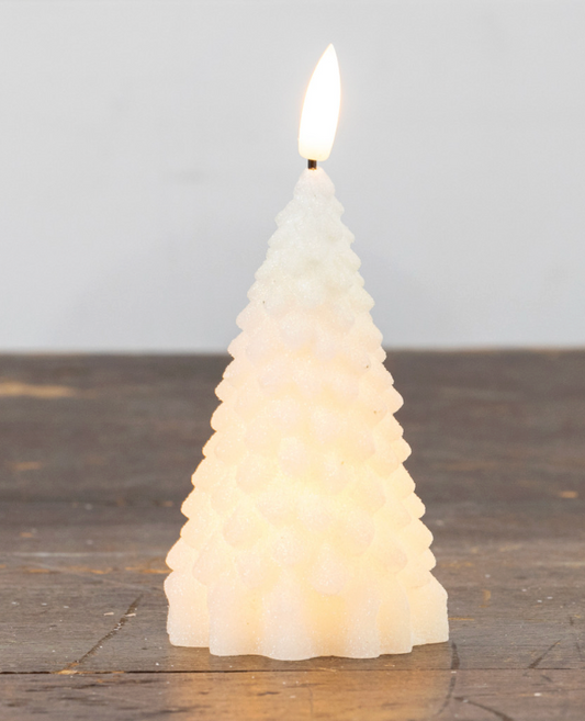 5.5in Cream Fir Tree Candle 3D Flame