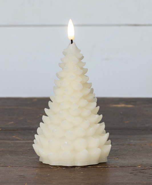 7in Cream Balsam Tree Candle 3D Flame
