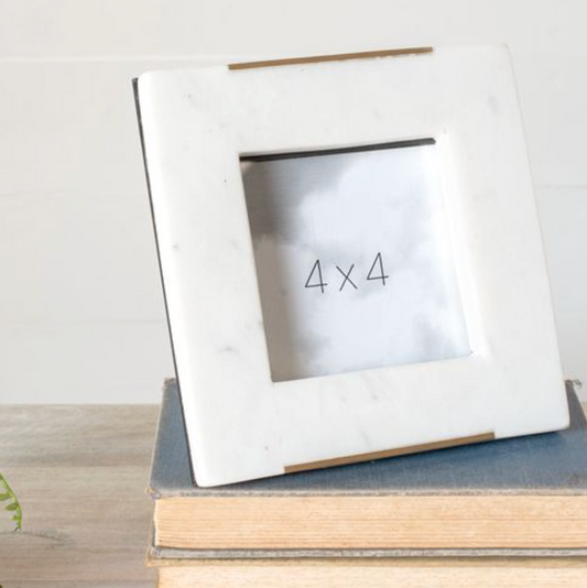 4x4 Marble Photo Frame with Gold