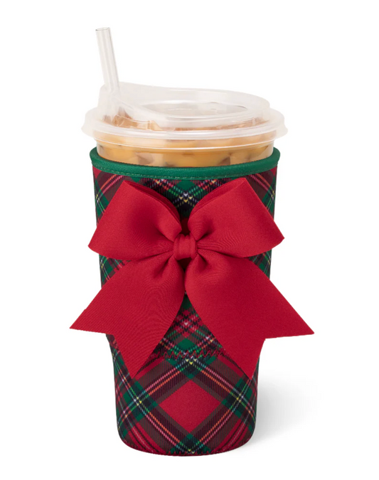 Christmas plaid Iced Cup Coolie (Large)
