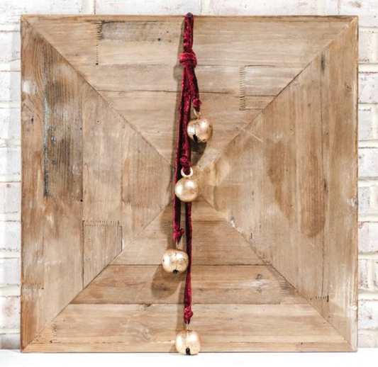 24" Red Velvet Bell Swag with Four Bells