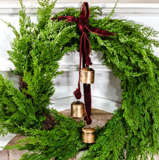 19" Maroon Velvet Three Bell Hanger