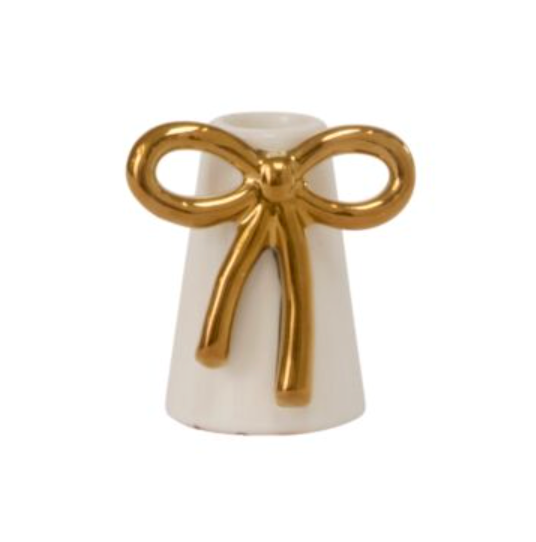 Gold Bow Candle Holder