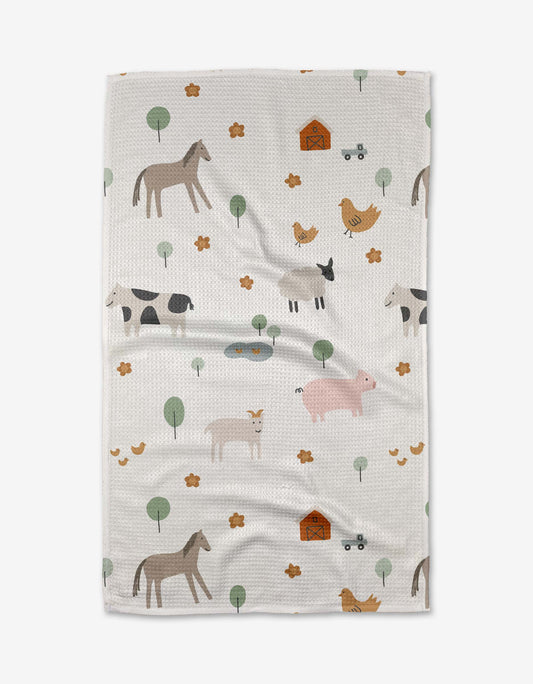 Geometry - Light Farm Animals Tea Towel