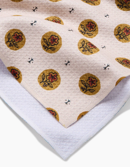 Geometry - Artisanal Floral Cream Tea Towel