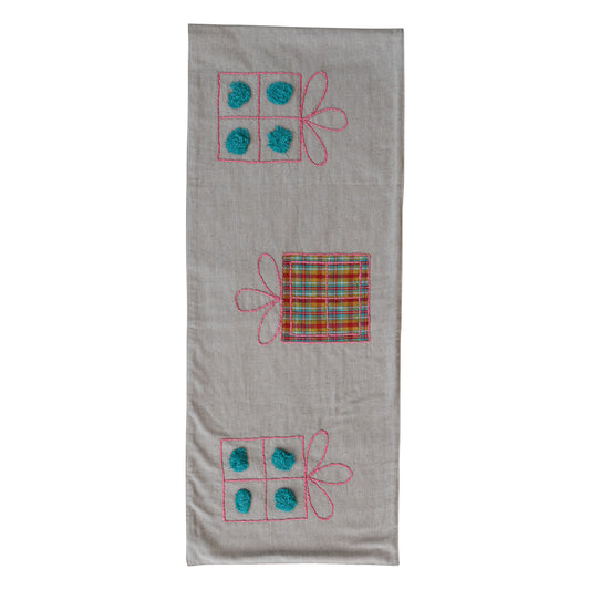 Appliqued Woven Cotton Table Runner