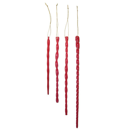 Handmade Glass Icicle Ornaments, Set of 4 (Each Will Vary)