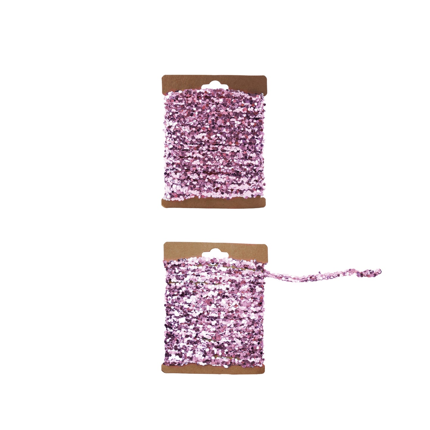 120"L String Glitter Garland on Kraft Card, Pink