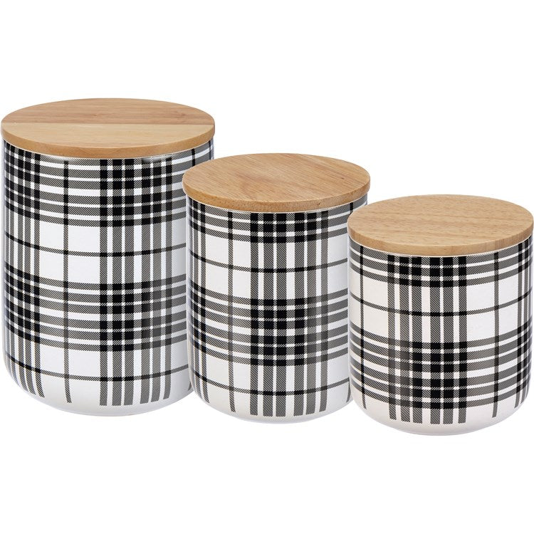 Black and White Plaid Canisters