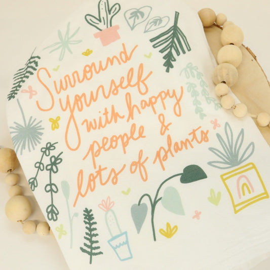 Happy People and Plants Flour Sack Towel