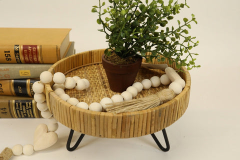 Small Rattan Footed Pedestal