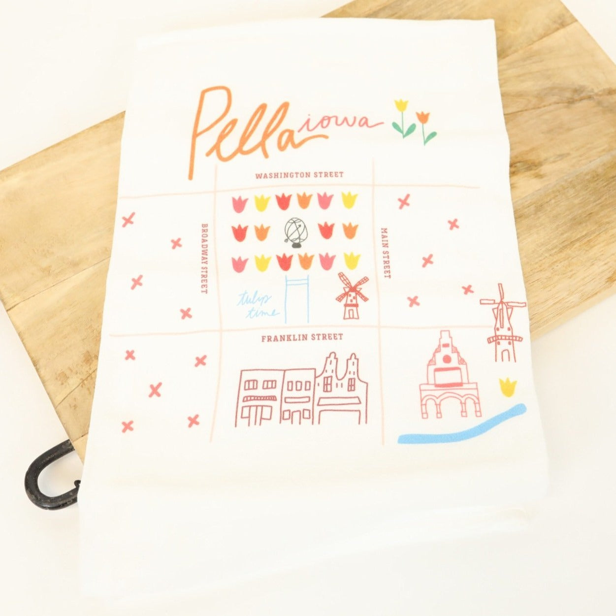 Pella, IA Square Map Flour Sack Towel