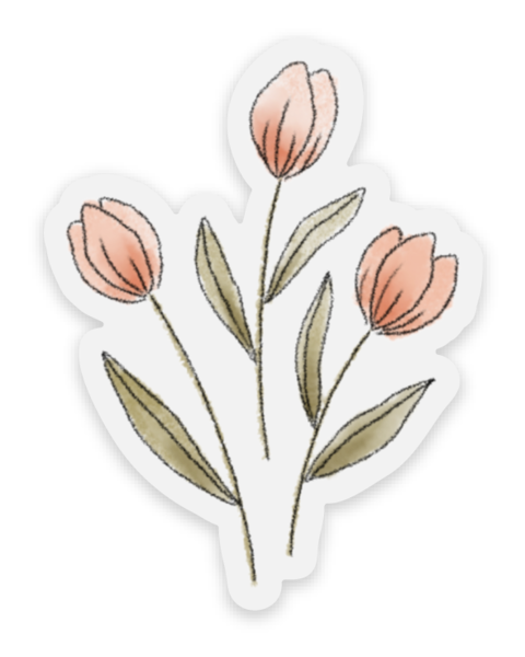 Elyse Breanne Design - Clear Dutch Tulips Sticker 1.73x2.25 in.