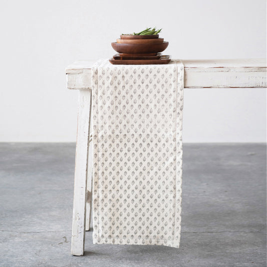 Cotton Cream Wildflower Table Runner