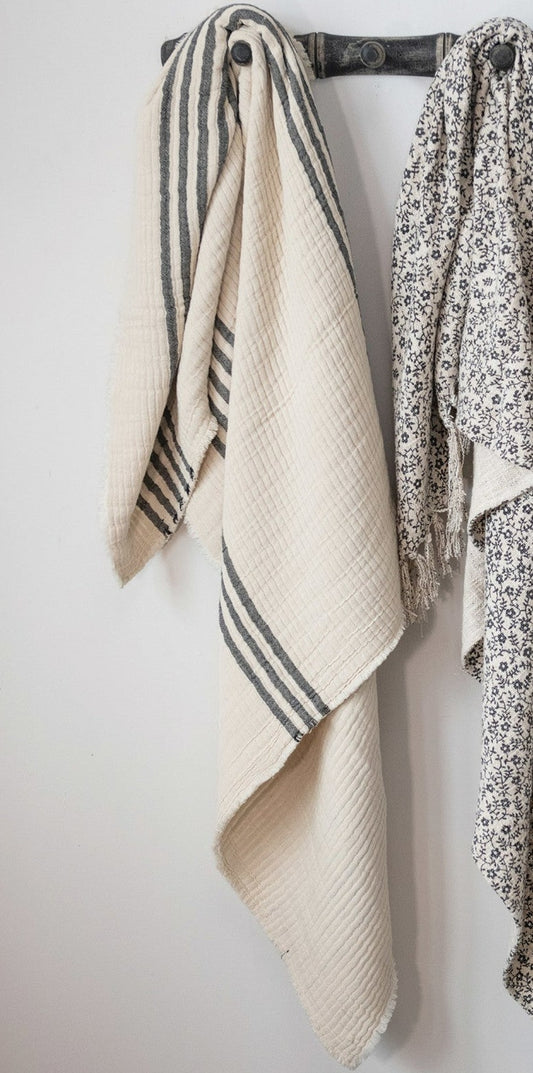 Striped Frayed Edges Throw