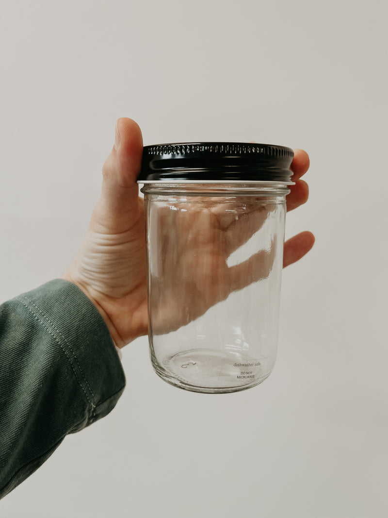 Small Glass Jar Black Lid