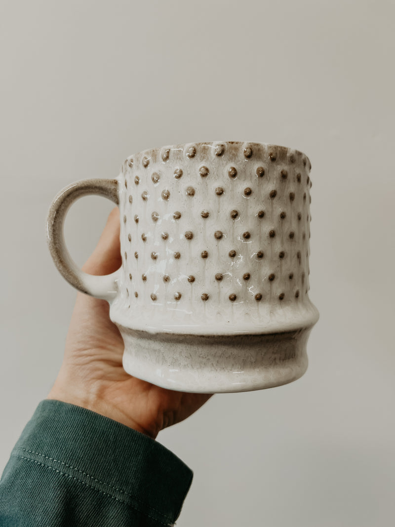 Stoneware Mug with Hobnail Pattern