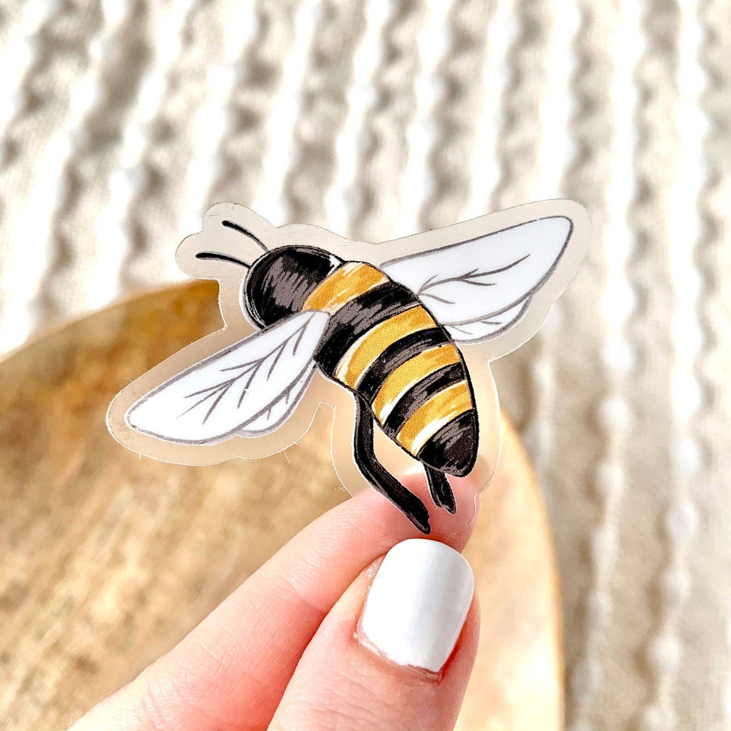 Clear Honey Bee Sticker 2x2 in.