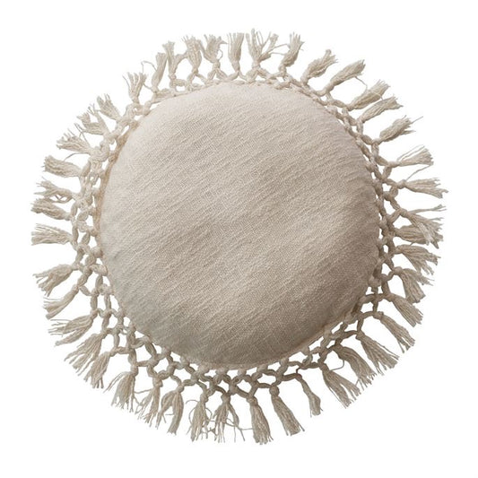 Round Slub Tassel Pillow