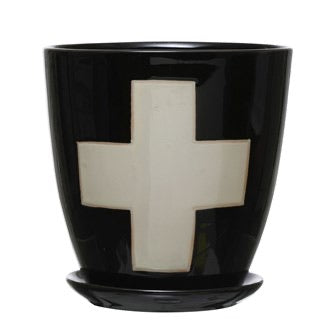 Black and Cream Swiss Cross Planter