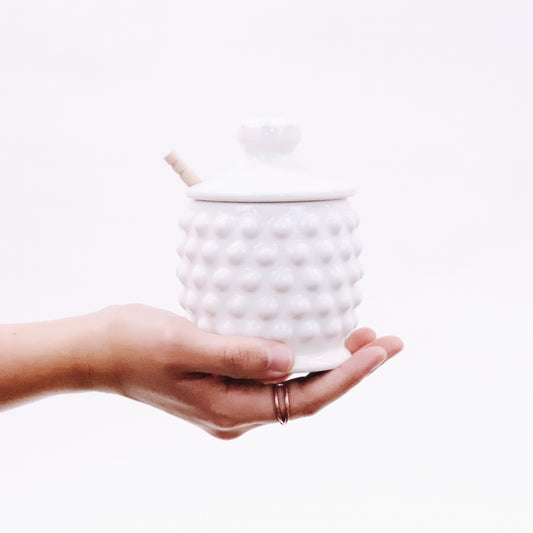 Ceramic Hobnail Honey Jar