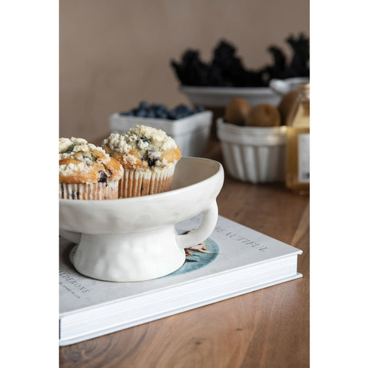 Footed White Pedestal With Handles