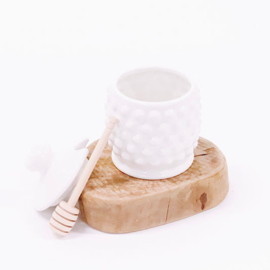 Ceramic Hobnail Honey Jar