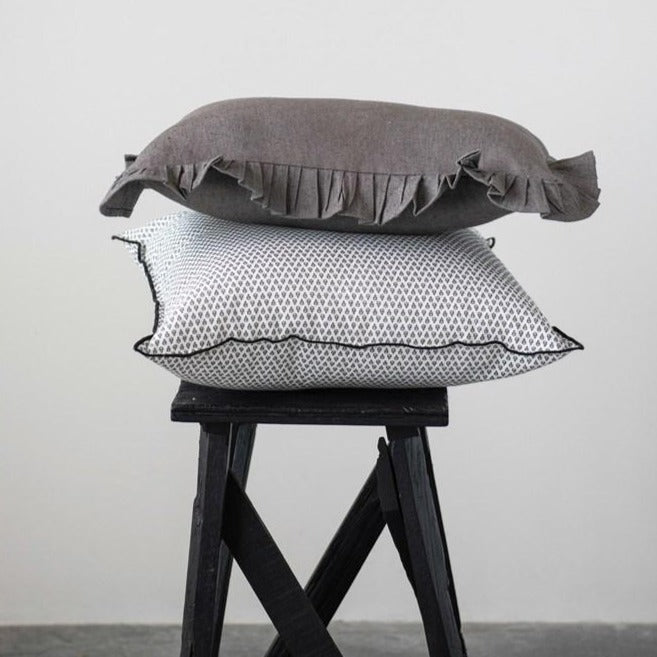 Black and White Floral Pillow