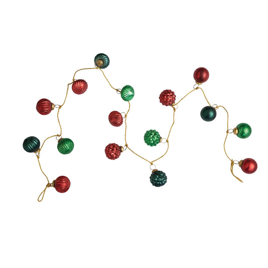 72"L Embossed Mercury Glass Ball Ornament Garland, Multi Color