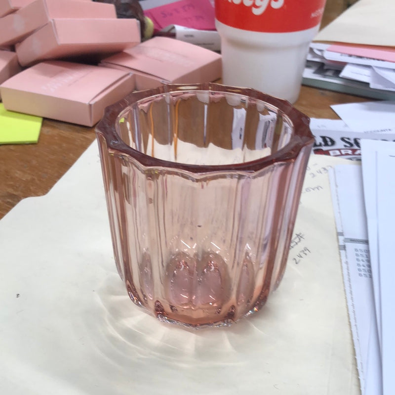 Pink Glass Votive - Medium